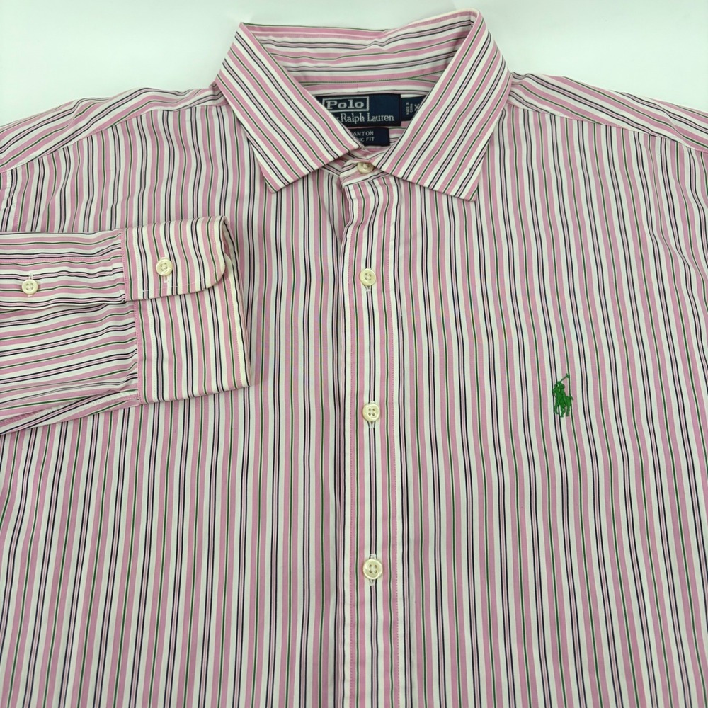 Polo Ralph Lauren POLO Stanton Classic Fit Pink Stripe Button Down Shirt Mens XL
